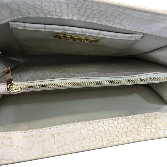 Sondra Roberts | Faux Crocodile Embossed Convertible Clutch Crossbody Bag | Nude - Picture 8 of 14